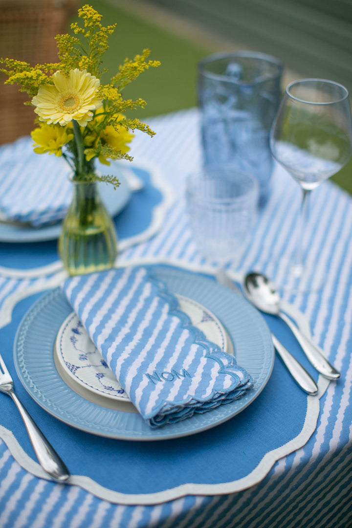 Maya Round Blue Tablecloth