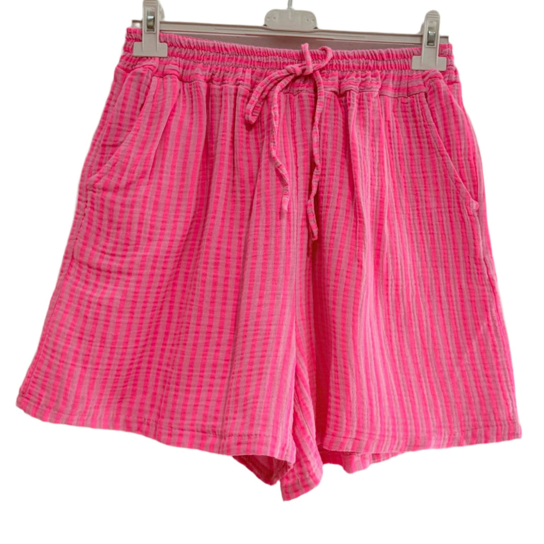 Neon Pink Cotton Shorts