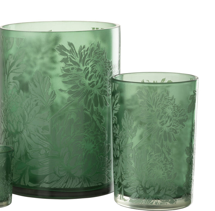 Matt Green Glass  Hurricane-Candle Holders-LNH Edit