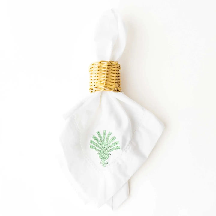 Deco Palm Embroidered Dinner Napkin, Set of 4-Paper Napkins-LNH Edit
