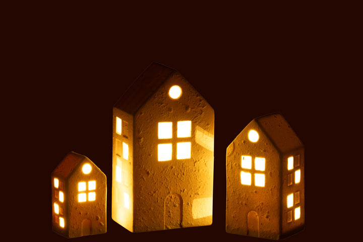 LED White house set of 3-Candle Holders-LNH Edit