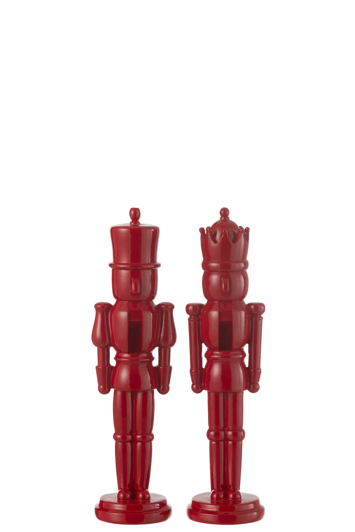 Red Glossy Nutcrackers, Set of 2, Smaller-Candle Holders-LNH Edit