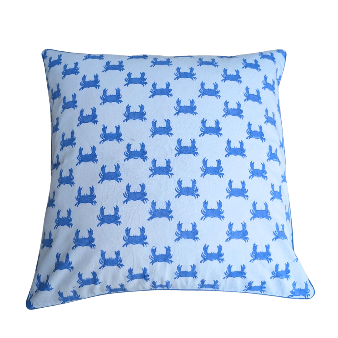 Blue Crab Piped Cushion Cover-Cushion Covers-LNH Edit