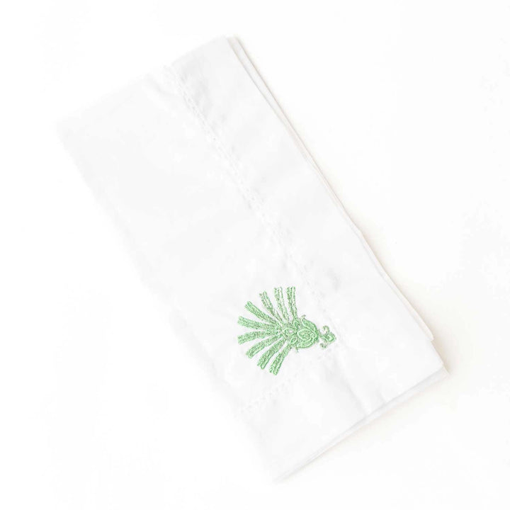 Deco Palm Embroidered Dinner Napkin, Set of 4-Paper Napkins-LNH Edit