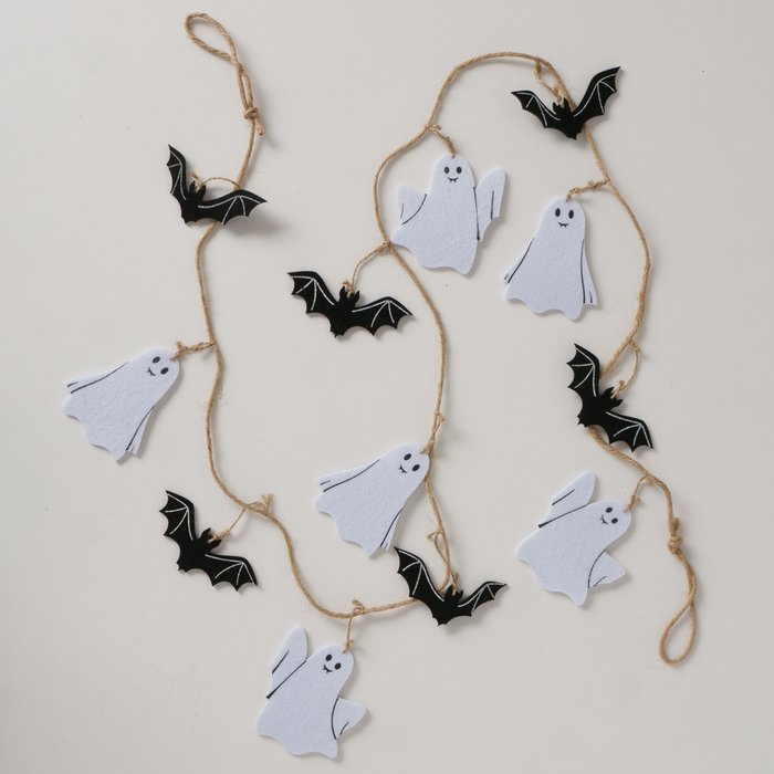 Ghost & Bat Halloween Felt Garland--LNH Edit