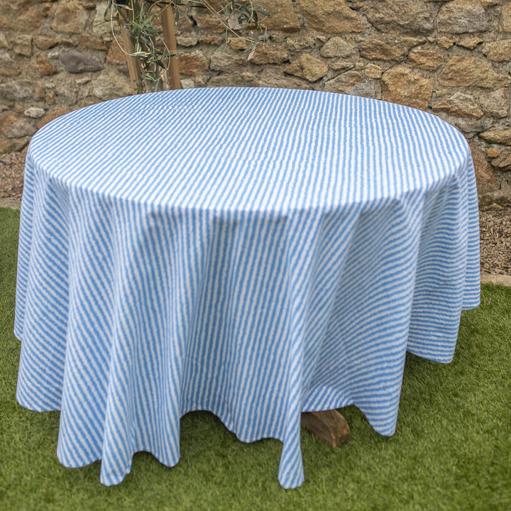 Maya Round Blue Tablecloth