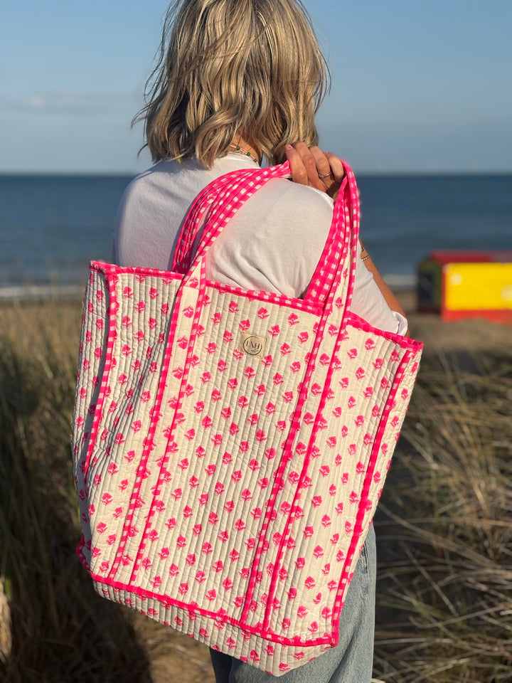 Neema pink and white Tote-Tote Bags-LNH Edit