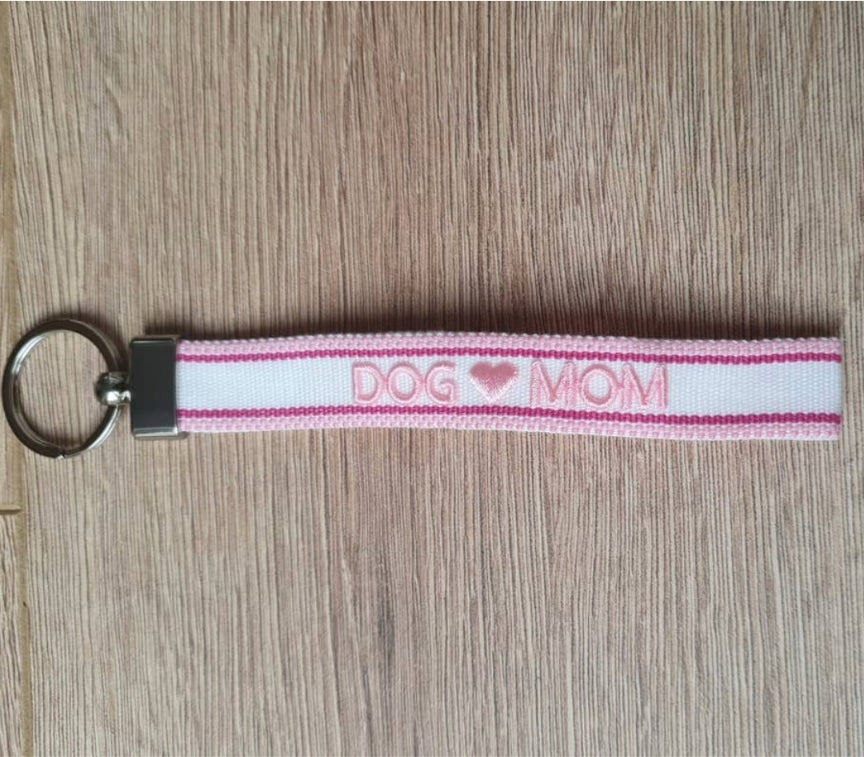 Pink Dog Mom Woven Keyring-Keyrings-LNH Edit