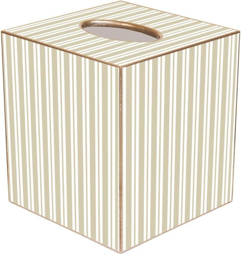 Taupe Stripe Tissue Box Cover-Tissue Boxes-LNH Edit