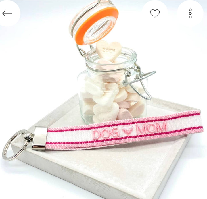 Pink Dog Mom Woven Keyring-Keyrings-LNH Edit