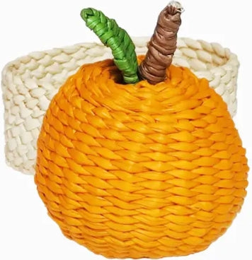 Orange hand woven Napkin Rings, Sold individually