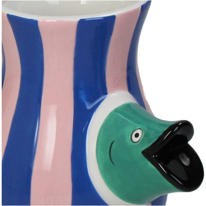 Blue and Pink Stripe Fish Vase/ Jug-Vases-LNH Edit