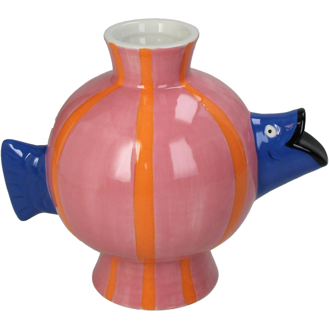 Pink and Orange Stripe Fish Vase-Vases-LNH Edit
