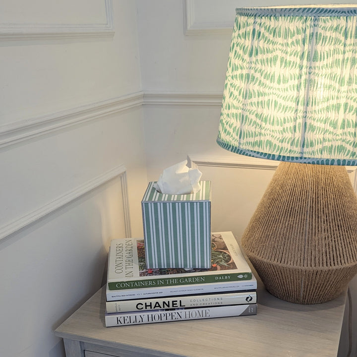 Sage Stripe Tissue Box Cover-Tissue Boxes-LNH Edit