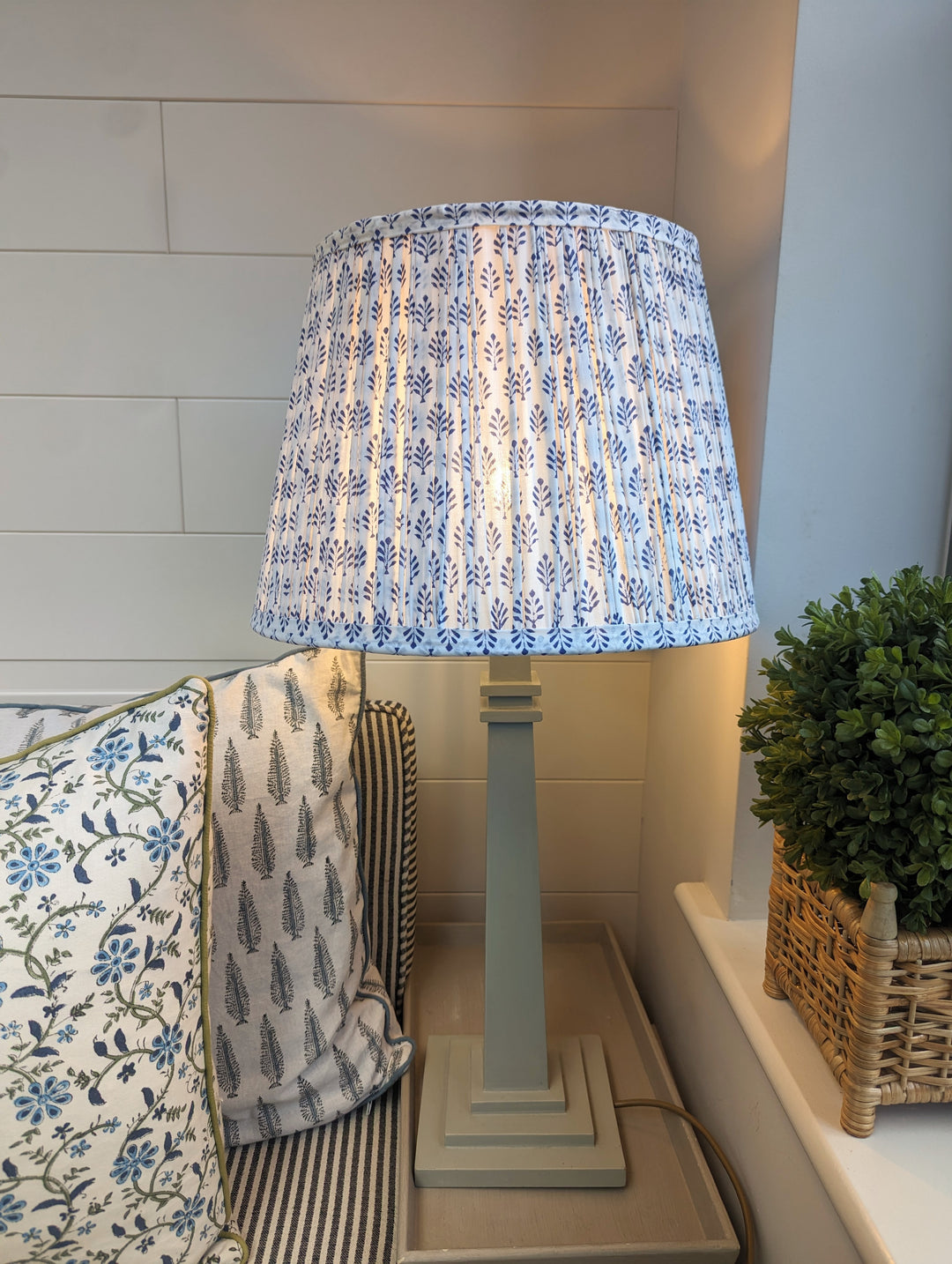 Sofia Blue Empire Pleated Lampshade, 4 sizes