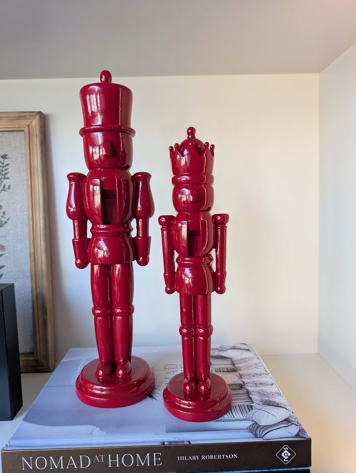 Red Glossy Nutcrackers, Set of 2, Smaller-Candle Holders-LNH Edit