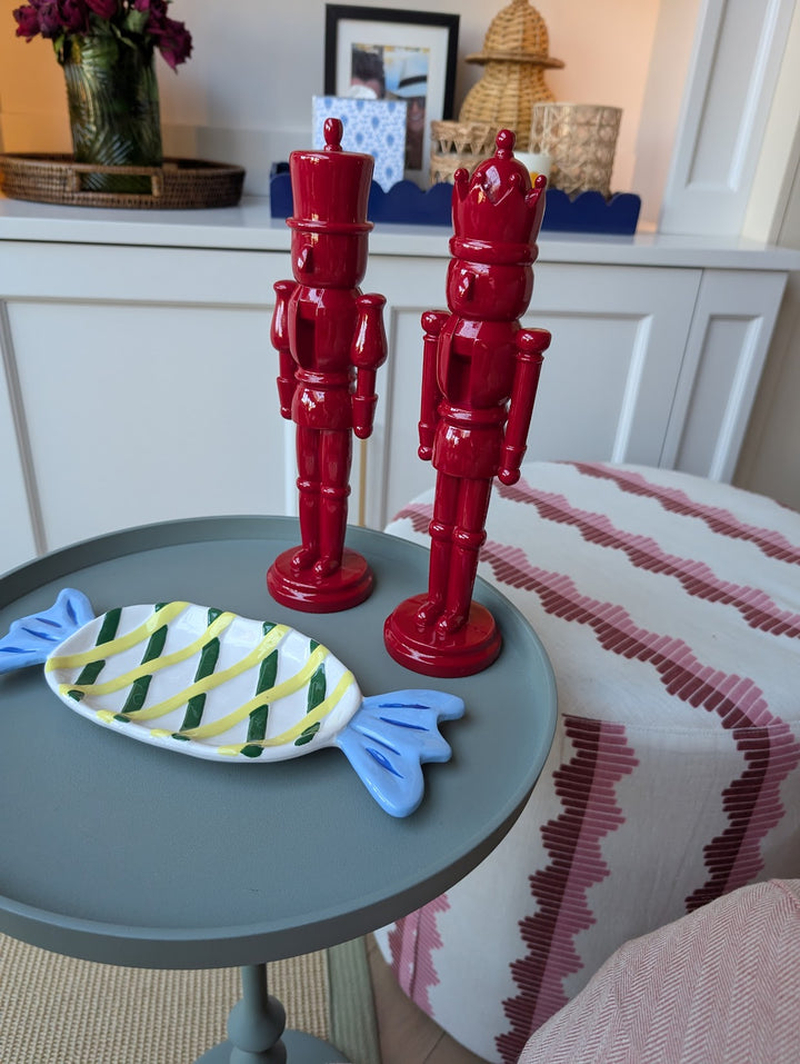Red Glossy Nutcrackers, Set of 2, Smaller-Candle Holders-LNH Edit