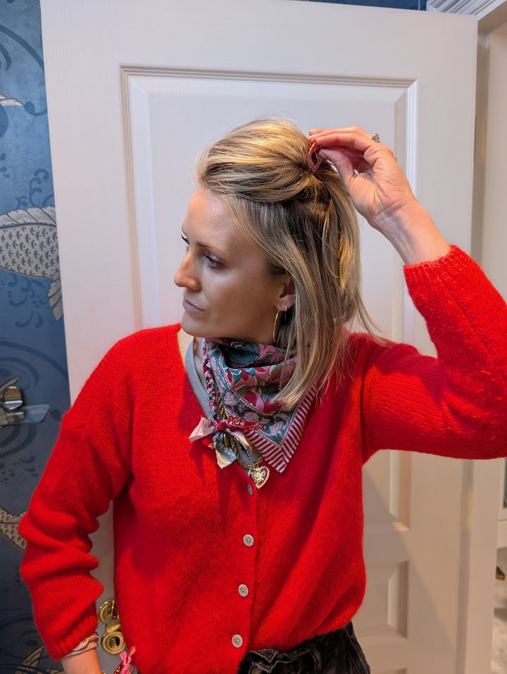 Bandana Necklace Light Pink, Red, Dark Green.-necklace-LNH Edit