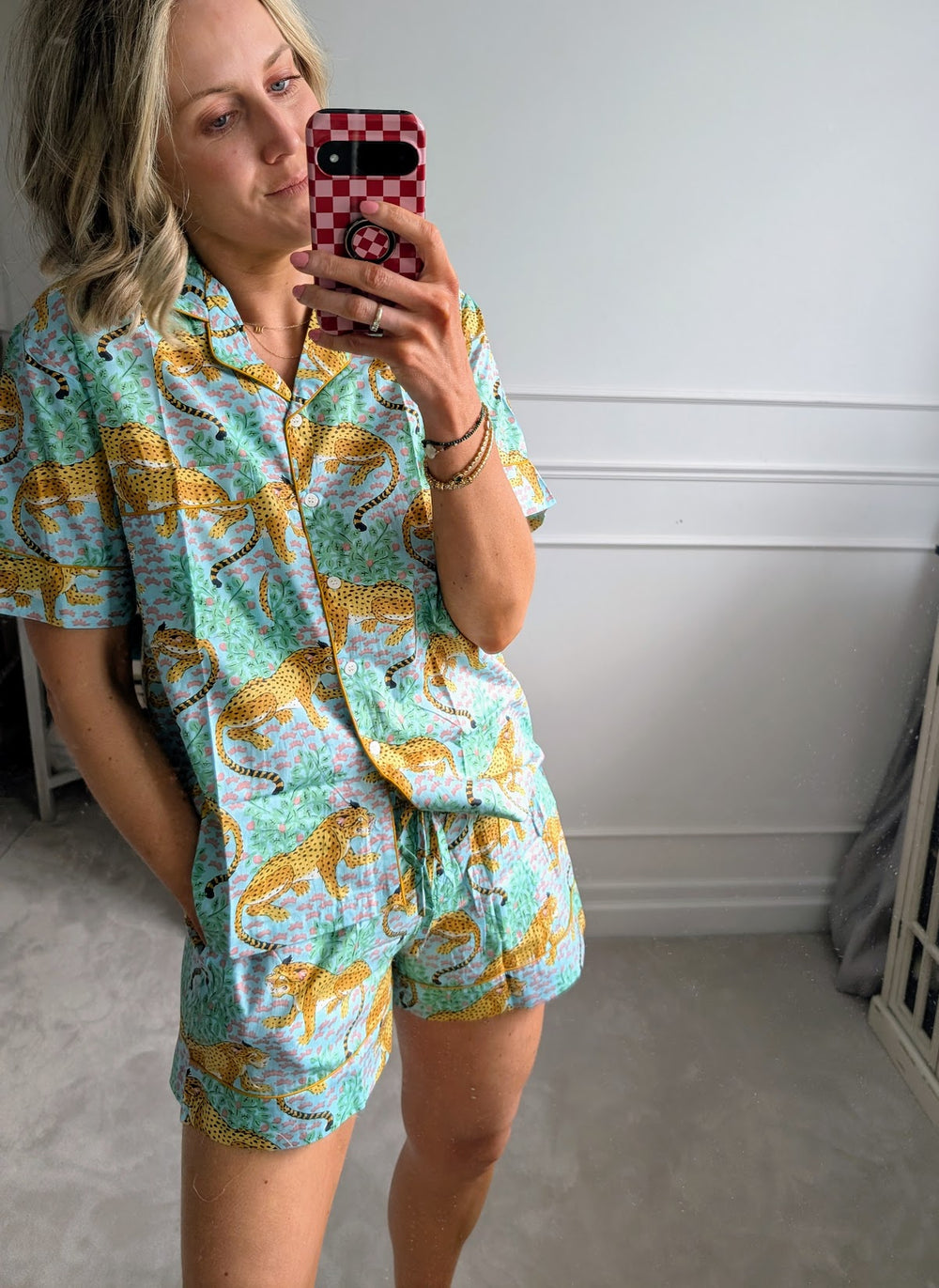 Short Turquoise Tiger Print Pyjama Set-Pyjamas-LNH Edit