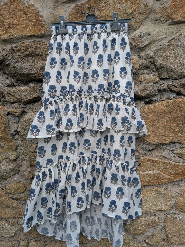 Shirley Blue Frill Cotton Skirt-Skirts-LNH Edit