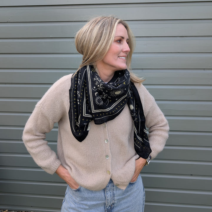 100% Wool Scarf Madeleine Black-scarf-LNH Edit