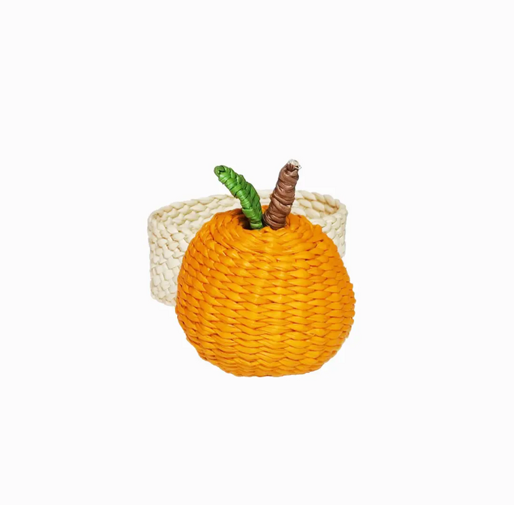 Orange hand woven Napkin Rings, Sold individually