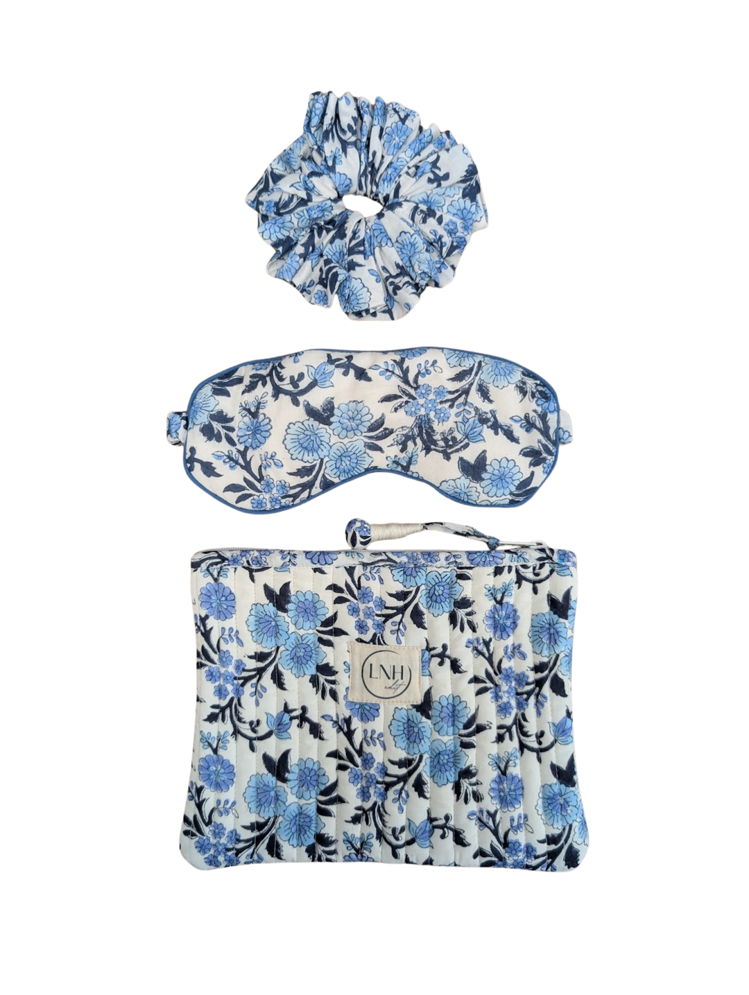 Chinoisery Thistle Blue Cotton Sleep Accessories Gift Set