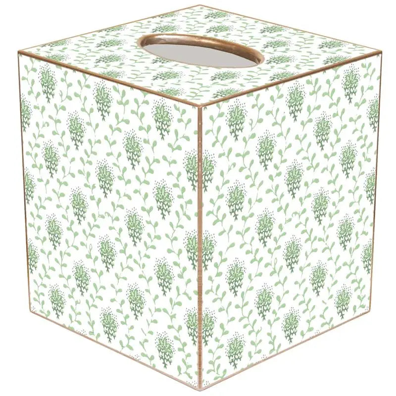 Sage Blockprinted Print Tissue Box Cover-Tissue Boxes-LNH Edit