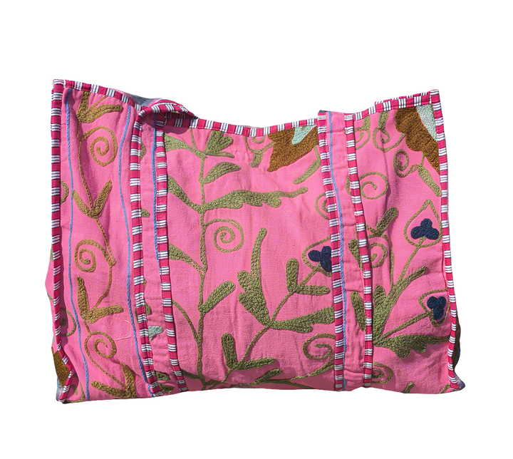 Pink hand embroidered Tote-Tote Bags-LNH Edit