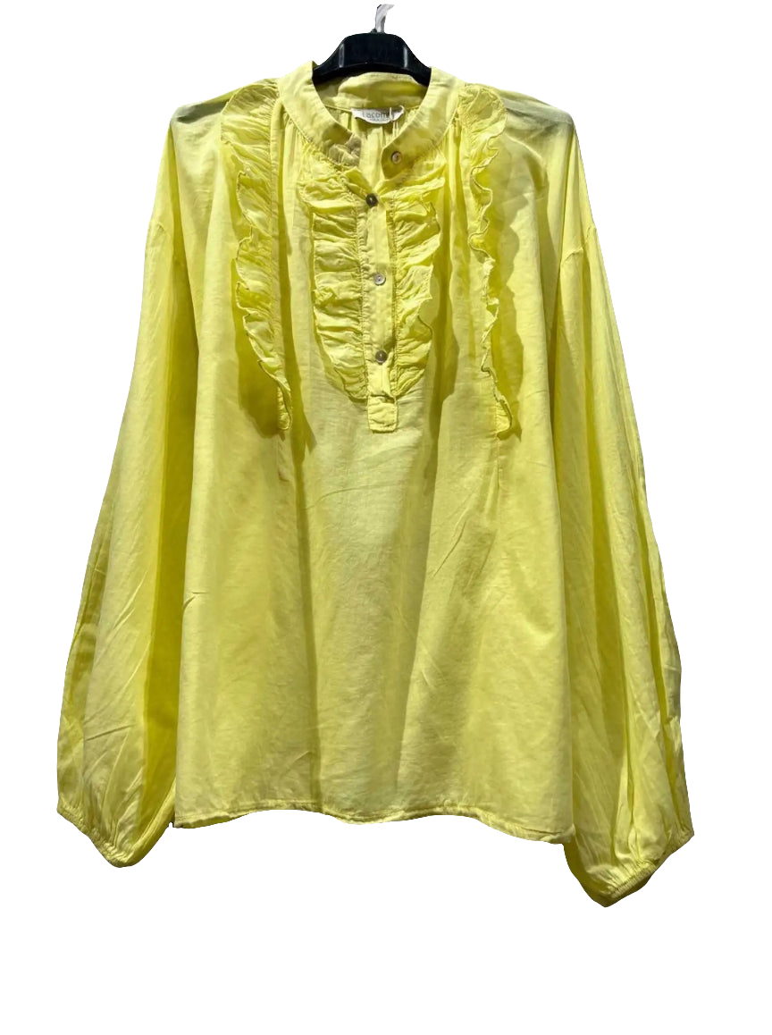 Yellow voile Cotton Frill Blouse