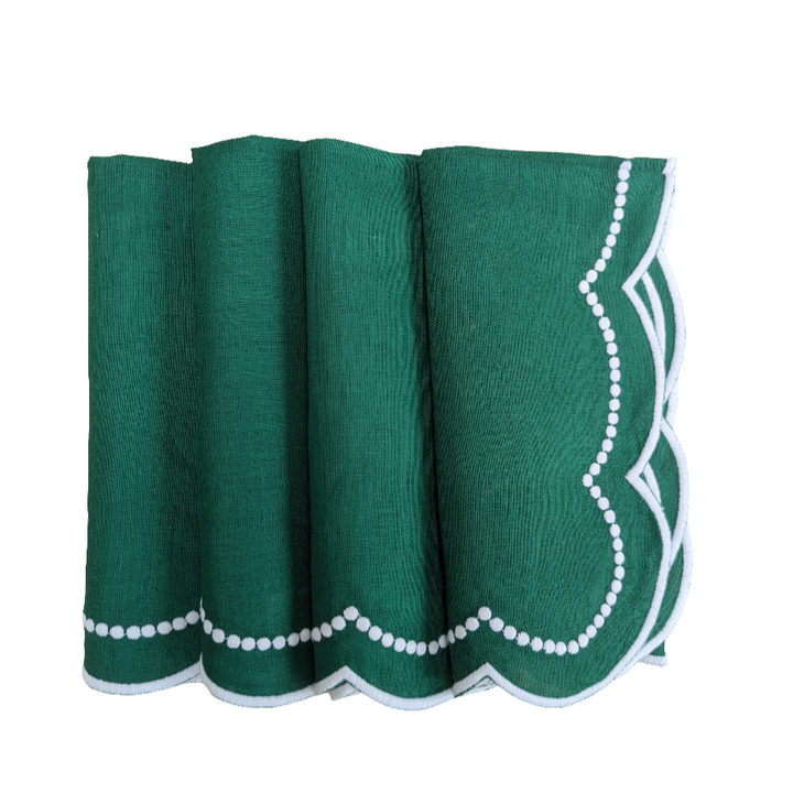 Rebecca Forest Green Linen Napkins, Set of 4-Napkins-LNH Edit