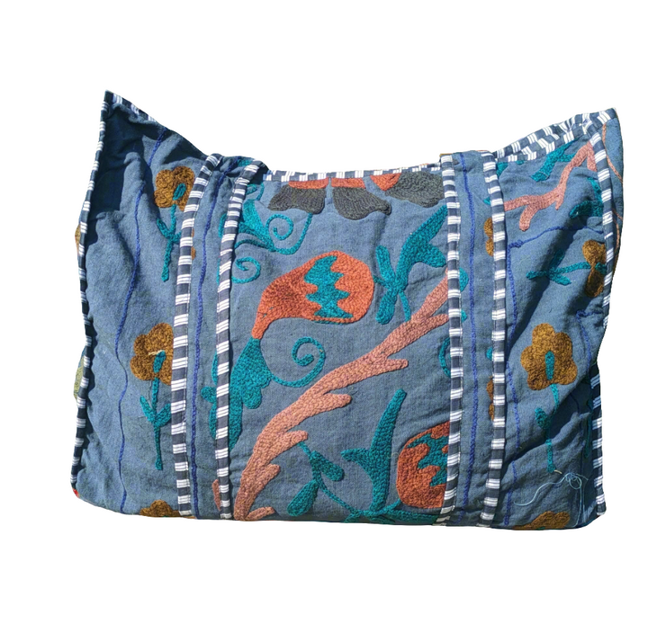 Navy hand embroidered Tote-Tote Bags-LNH Edit