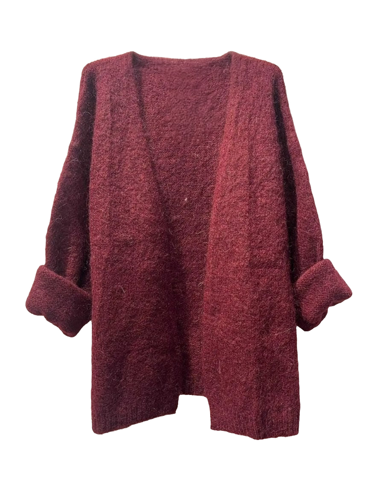 Burgundy Oversized cardigan-Shirts & Tops-LNH Edit