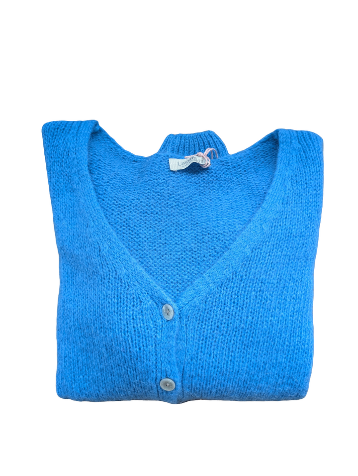 Mohair V Neck Knitted Cardigan-Jackets & Coats-LNH Edit