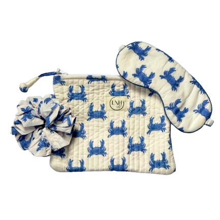 Blue Crab Cotton Sleep Accessories Gift Set