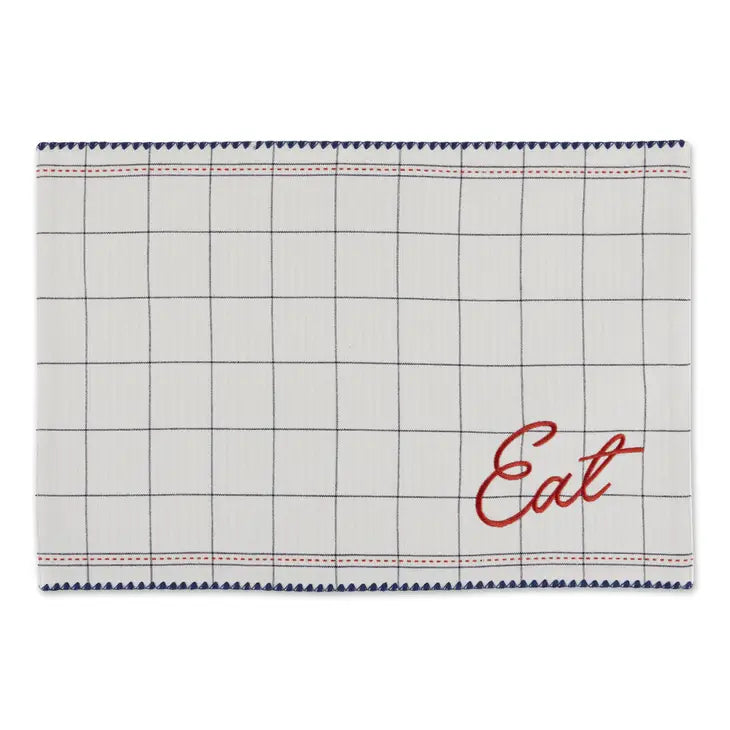 EAT embroidered placemat, Sold Individually-Placemats-LNH Edit