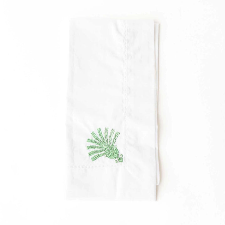 Deco Palm Embroidered Dinner Napkin, Set of 4-Paper Napkins-LNH Edit