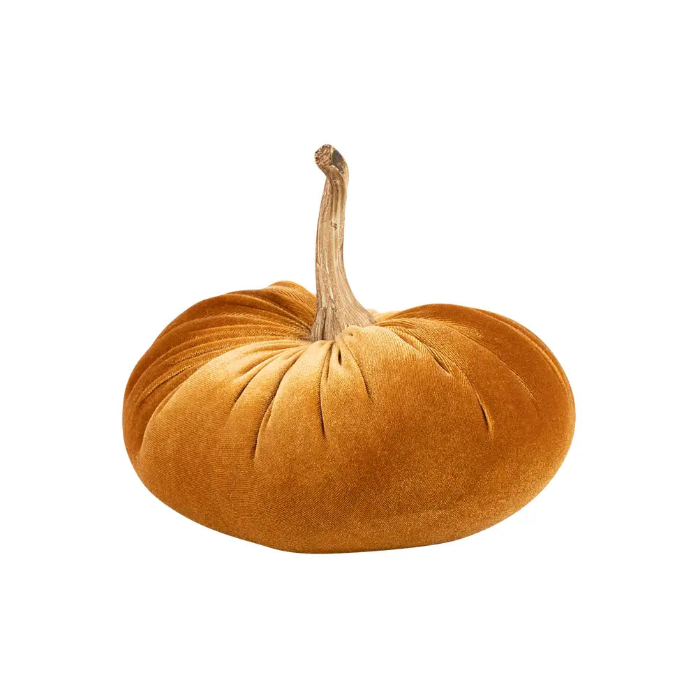 Decorative Velvet Pumpkin Orange 19cm
