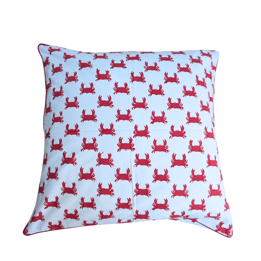 Red Crab Piped Cushion Cover-Cushion Covers-LNH Edit