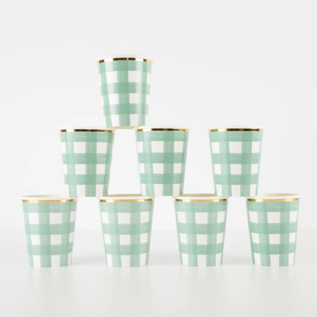 Green Gingham Cups-Paper Cups-LNH Edit