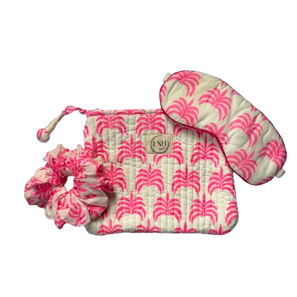Pink Palm Cotton Sleep Accessories Gift Set--LNH Edit