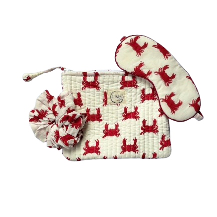 Red Crab Cotton Sleep Accessories Gift Set
