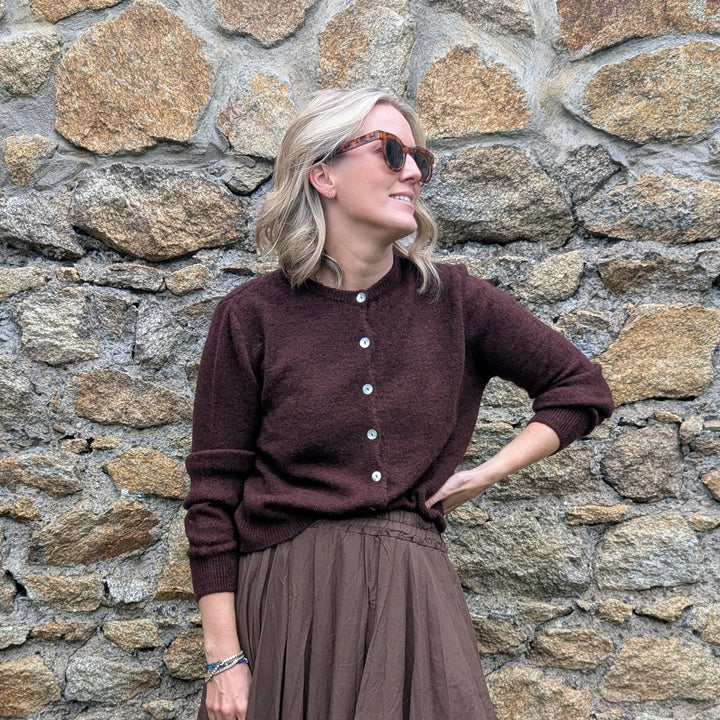 Round neck Alpaca Knitted Cardigan-Jackets & Coats-LNH Edit