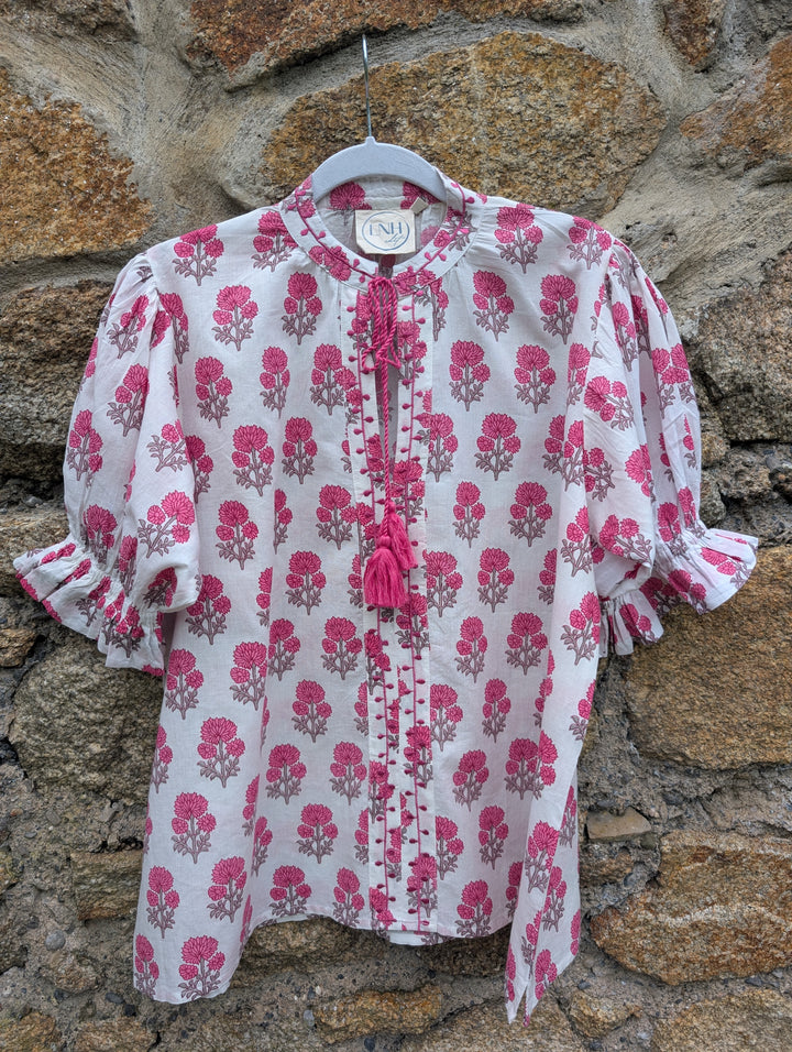 Shirley Pink Cotton Top – Handcrafted in Jaipur-Dresses-LNH Edit