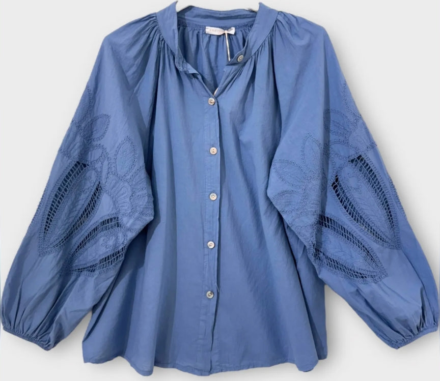Blue Lace Detail Shirt