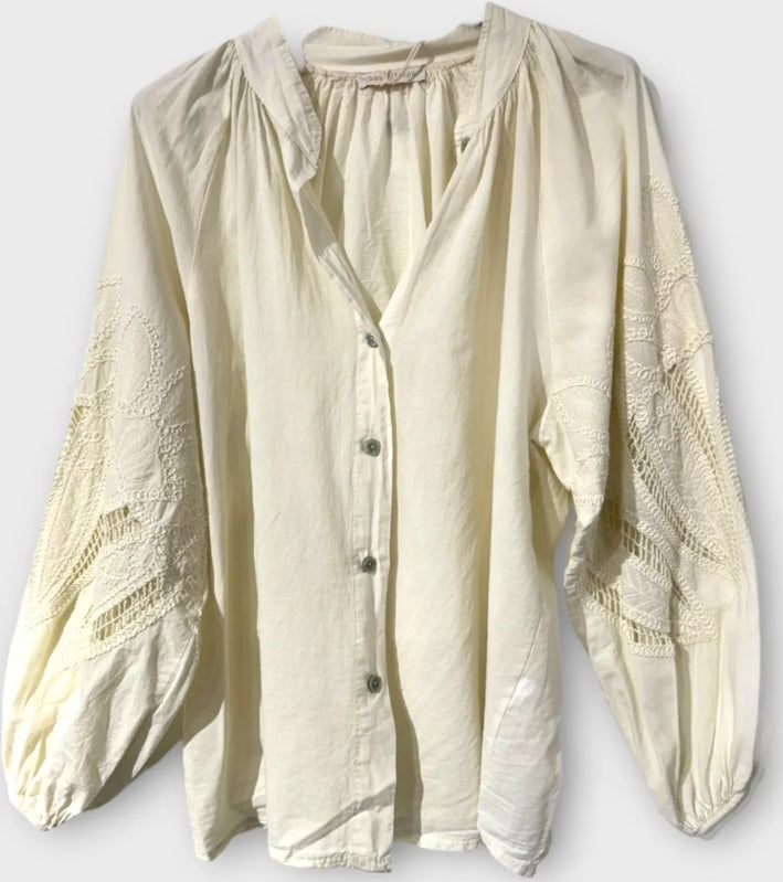 Cream Lace Detail Shirt
