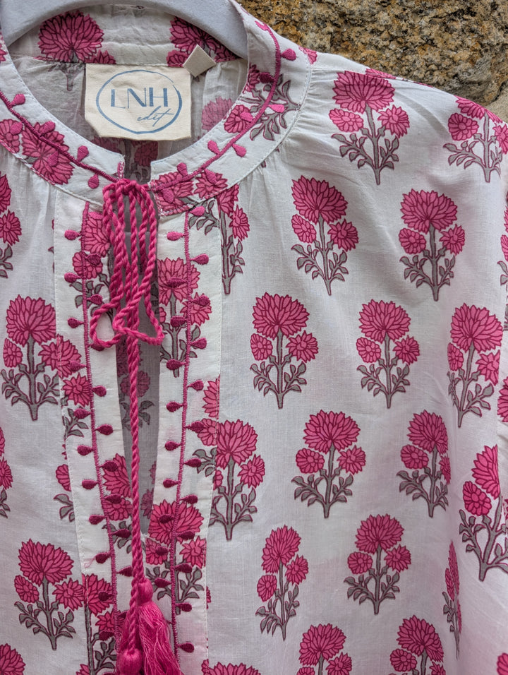 Shirley Pink Cotton Top – Handcrafted in Jaipur-Dresses-LNH Edit