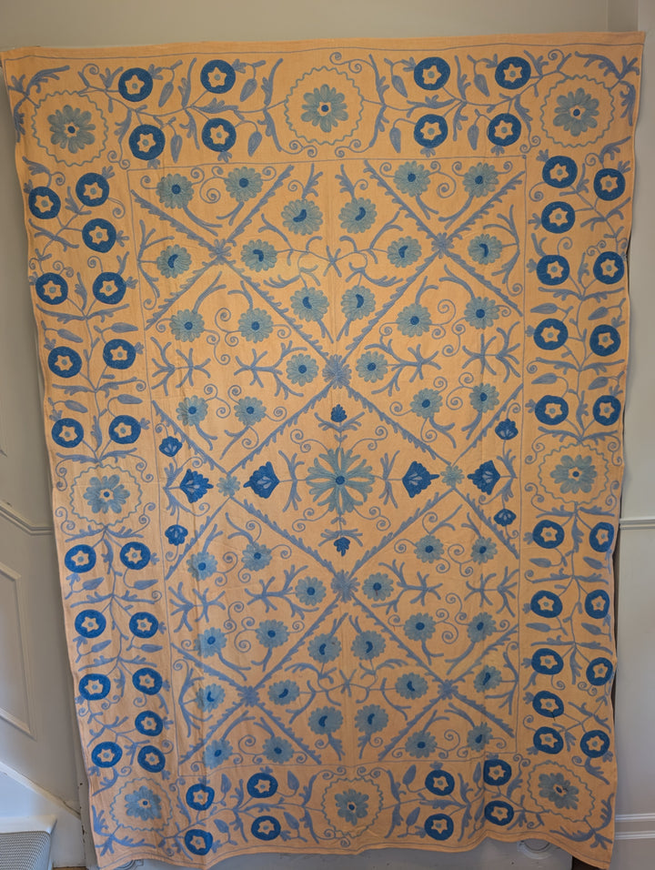 Suzani 014, Apricot Blues-throw-LNH Edit