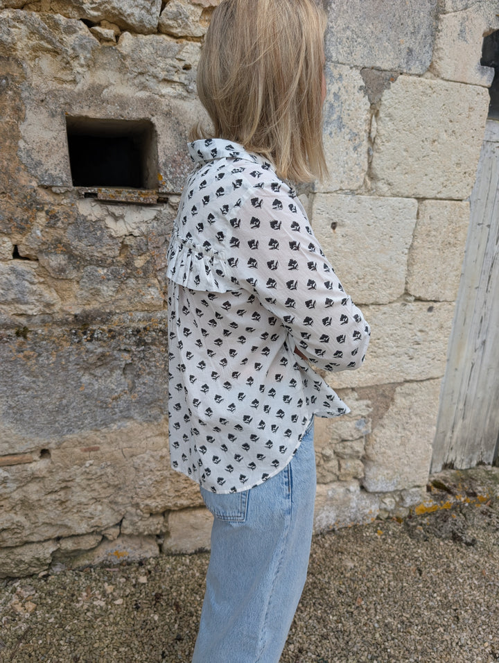 Darana Black ruffle shirt--LNH Edit