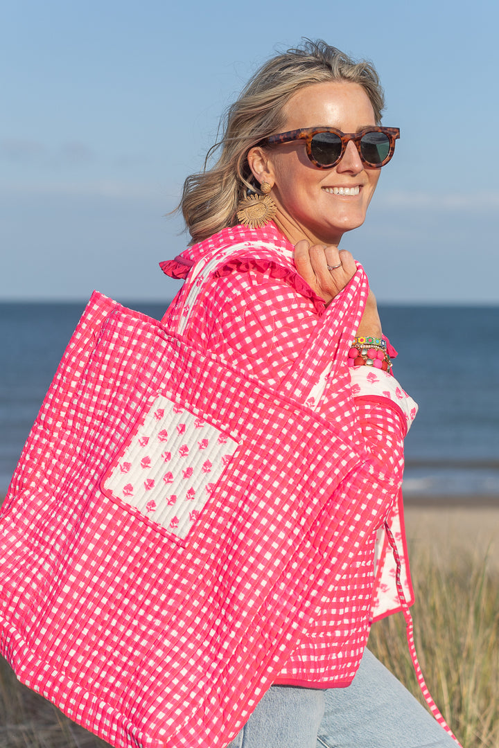 Neema pink and white Tote-Tote Bags-LNH Edit